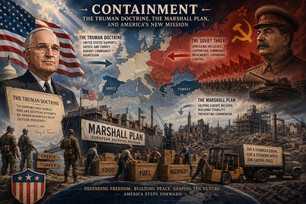 3. Lessons from Cold War: Iron Curtain: Containment: Truman Doctrine, Marshall Plan, and New Mission