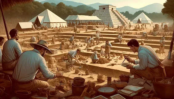 Excavating an Aztec site