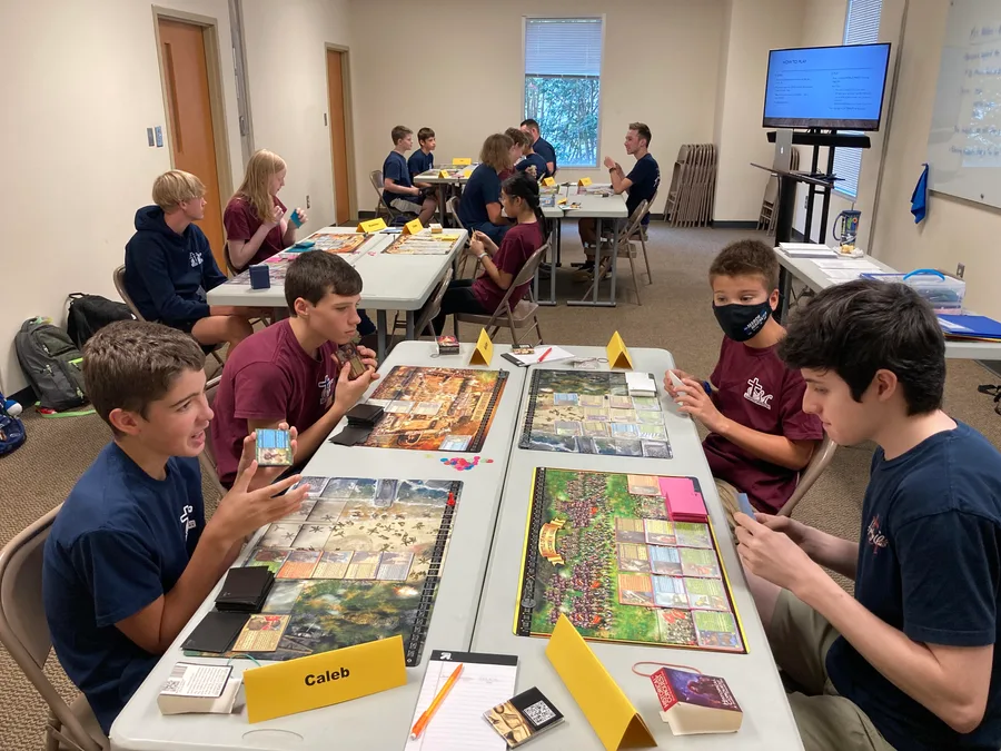 Students playing Historical Conquest in a classroom