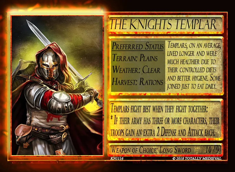 The Knights Templar card from Totally Medieval